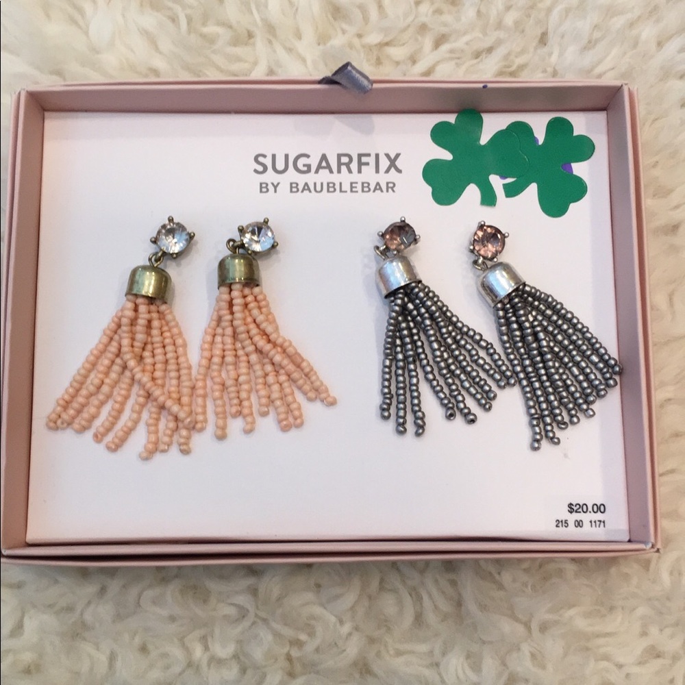 Two pairs of tassel beaded earrings NWT sugarfix